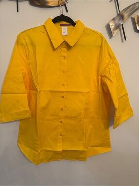 Bright Yellow Women's Button-Down Shirt with Classic Collar